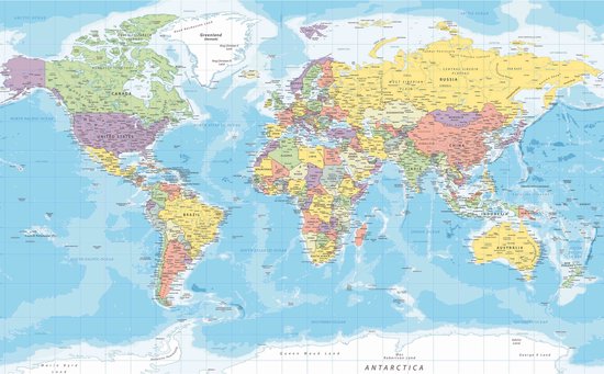 Carte politique détaillée du monde avec tous les pays et océans.