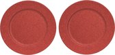 4x Ronde onderzet borden rood met glitters 33 cm - onderborden