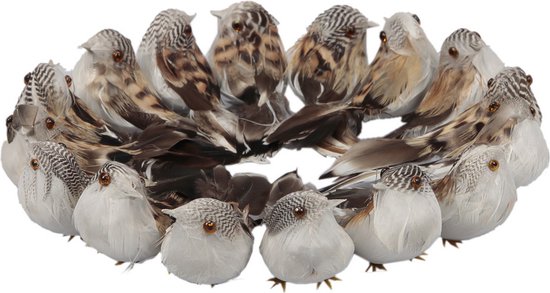 32x stuks stuks decoratie vogels/vogeltjes bruin op draad 9 cm - Vogels op ijzerdraad - Decoratie vogels - Kerstversiering