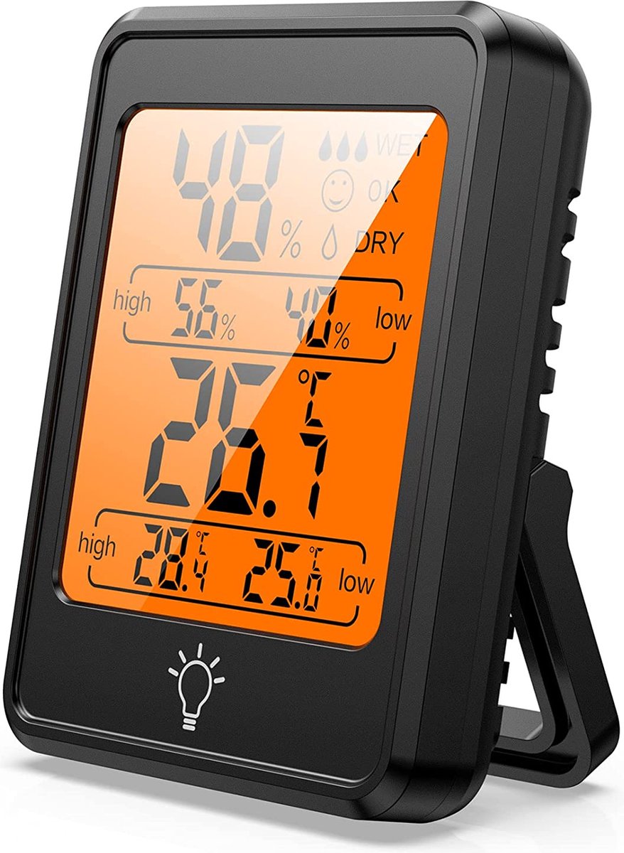 BOTC Digitale Hygrometer - Weerstation - Thermometer voor binnen - Luchtvochtigheidsmeter - Zwart