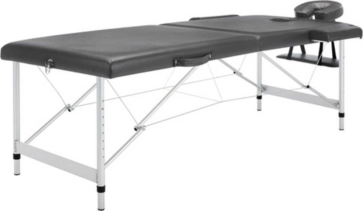 Goedkoopste vidaXL - Massagetafel - met - 2 - zones - 186x68 - cm - aluminium - frame - antraciet