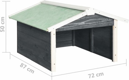 vidaXL - Overkapping - voor - grasmaaier - 72x87x50 - cm - vurenhout - grijs - en - wit van VidaXL — afbeelding 4