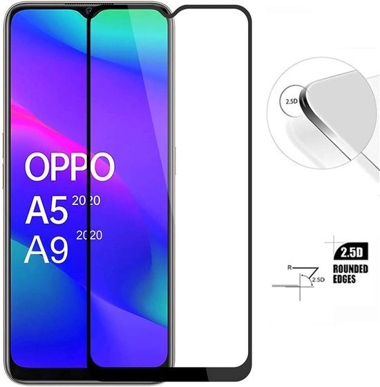Glas de protection d'écran à couverture complète - Protecteur d'écran en Tempered Glass Convient pour : Oppo A5 / Oppo A9 2020 - - 2x