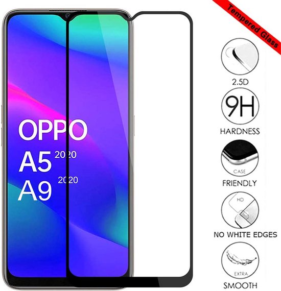 Glas de protection d'écran à couverture complète - Protecteur d'écran en Tempered Glass Convient pour : Oppo A5 / Oppo A9 2020 - - 2x