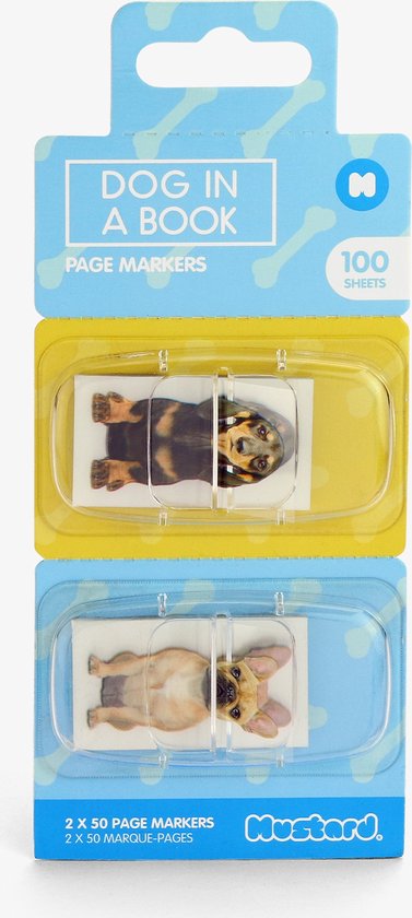 Mustard - Desktop Page Markers Dog in a Book 100 Pieces