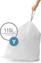 Simplehuman Waste Bag Code Y - Plastique - 115 litres - Paquet de 200 pièces - Blanc