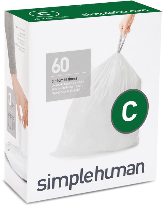 Afvalzakken Code C 10-30 liter Pocket Liners Set van 3x20 Stuks - Simplehuman