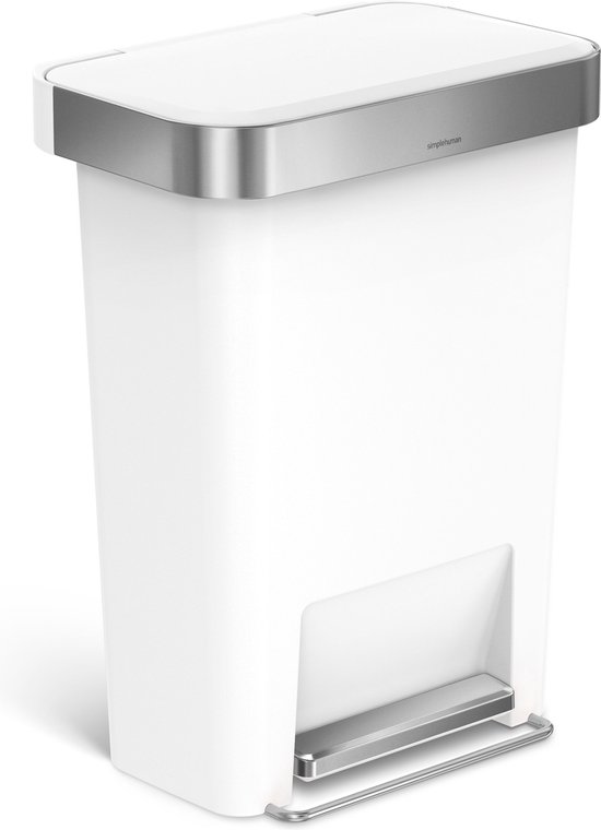 Simplehuman Afvalemmer Rectangular - Met Liner Pocket - Kunststof - 45 liter - Wit