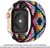 Veelkleurige Elastische Nylon Horloge Band geschikt voor Apple Watch 1, 2, 3, 4, 5, 6, 7, 8, SE & Nike+, 38mm, 40mm & 41mm "Vrouwenbreedte" Series – Maat: zie maatfoto - Zacht Geweven Nylon - 38 mm, 40 mm en 41 mm - multicolored
