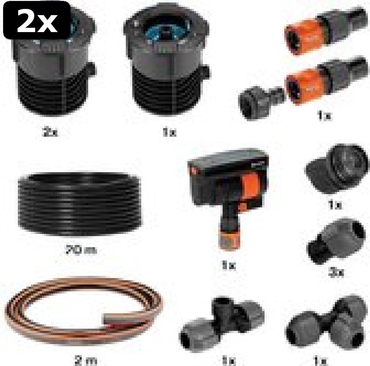 2x GARDENA Complete Pipeline Startset met zwenksproeier flexibel