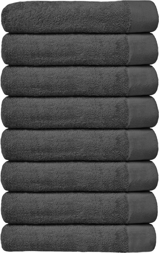HOOMstyle Lot de 8 serviettes - 50x100cm - qualité de l'hôtel - 100% coton 650gr/m2 - Noir