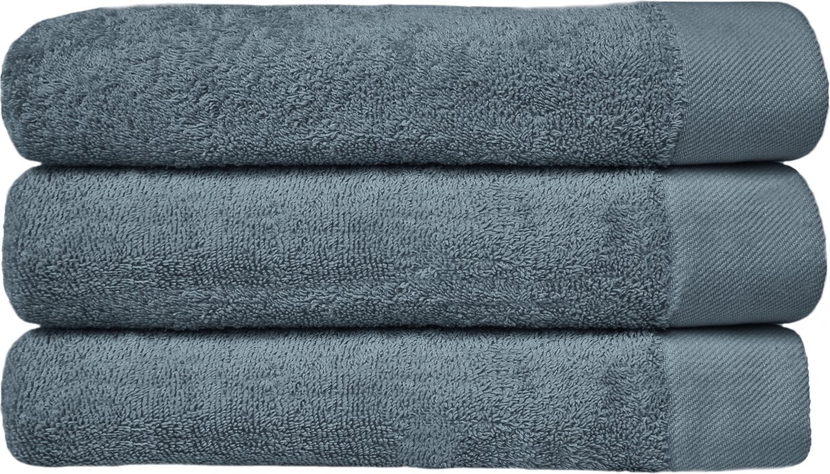 HOOMstyle Handdoeken Set - 70x140cm - 3 stuks - Hotelkwaliteit - Badlaken - 100% Katoen 650gr - Denim Blauw