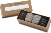 GoBabyGo Combo Box - katoen antislip sokjes / Grey Melange, Dark Grey Melange, Black, Sand - 6-12m / 17-19