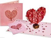 Popcards popupkaarten - Sakura Kersen bloesem Hart Hartvorm roze Kersenboom Liefde Geluk Leven Troost Overlijden Bloemen pop-up kaart 3D wenskaart