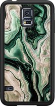 Casimoda® hoesje - Geschikt voor Samsung Galaxy S5 - Groen marmer / Marble - Zwart TPU Backcover - Marmer - Groen