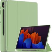 Phreeze Tri-Fold Tabethoes - Geschikt voor Samsung Galaxy Tab S7 11 Inch uit Hoes - Hoesje met Vouwbare Standaard met Pen Opbergvak - Licht Groen