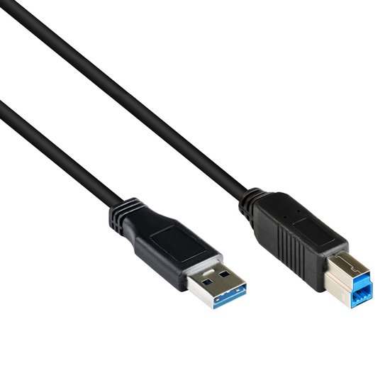 USB-A naar USB-B kabel USB3.0 - tot 0,9A / zwart - 0,25 meter bol.com