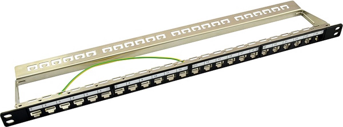 19'' Patch Panel 0,5U voor 24 Keystone modules / zwart