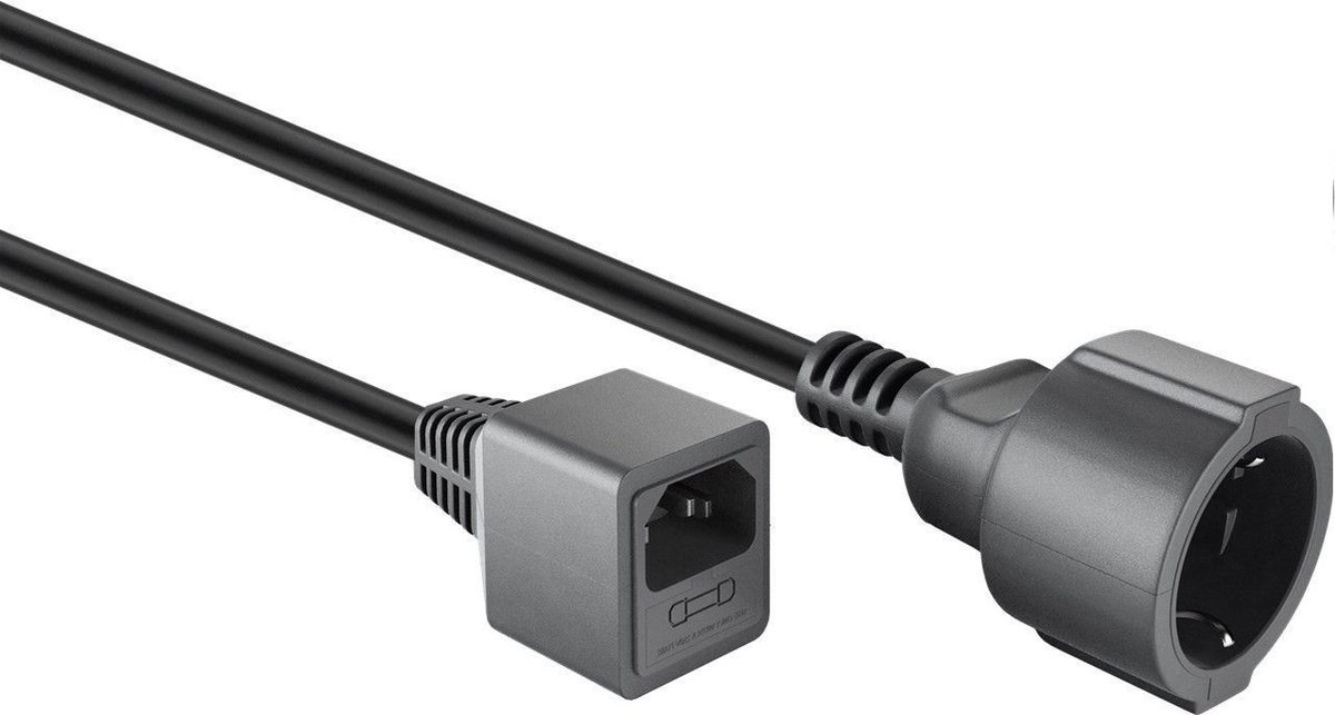 C14 - CEE 7/3 stroomkabel voor UPS/PDU - incl. 10A zekering - 3x 1,00mm / zwart - 1,5 meter