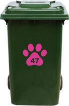 Kliko Sticker / Vuilnisbak Sticker - Hondenpoot - Nummer 47 - 18x16,5 - Roze