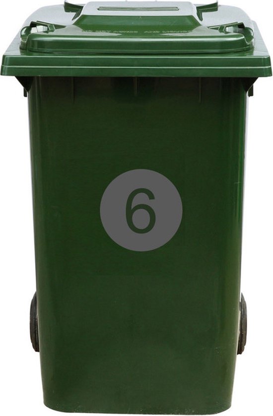 Autocollant Kliko / Autocollant poubelle - Numéro 6-17 x 17 - Anthracite