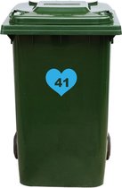 Autocollant Kliko / Autocollant poubelle - Coeur - Numéro 41 - 18,5x16,5 - Blauw clair