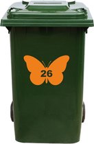 Kliko Sticker / Vuilnisbak Sticker - Vlinder - Nummer 26 - 14x21 - Oranje