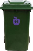 Autocollant Kliko / Autocollant poubelle - Pomme - Numéro 16 - 16,5x20 - Violet