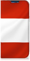 Hoesje Geschikt voor iPhone 14 Pro Telefoonhoesje met Naam Oostenrijkse Vlag