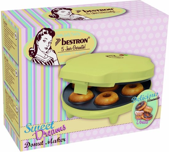 Bestron Donutmaker - ADM218SD - Mini donutmaker - 700W - 7 donuts - Geel