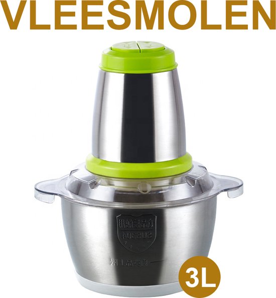 Cloer 6829 Elektrische Hakmolen, Mini hakker met 6 messen van hoogwaardig roestvrij staal, voor fruit, groenten, noten en vlees, 400 W, eenvoudige éénhandpuls-functie, 1200 ml Glazen kom