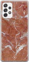Casimoda® hoesje - Geschikt voor Samsung A52s - Marble Sunkissed - Backcover - Siliconen/TPU - Rood
