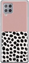 Casimoda® hoesje - Geschikt voor Samsung A42 - Stippen roze - Backcover - Siliconen/TPU - Roze
