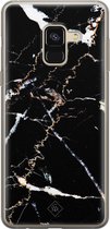 Casimoda® hoesje - Geschikt voor Samsung A8 (2018) - Marmer Zwart - Backcover - Siliconen/TPU - Zwart