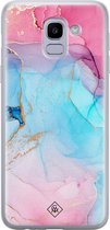 Casimoda® hoesje - Geschikt voor Samsung J6 (2018) - Marmer blauw roze - Backcover - Siliconen/TPU - Multi