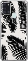 Casimoda® hoesje - Geschikt voor Samsung A21s - Palm Leaves Silhouette - Backcover - Siliconen/TPU - Zwart