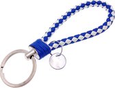 Sleutelhanger - Leer Blauw / Wit