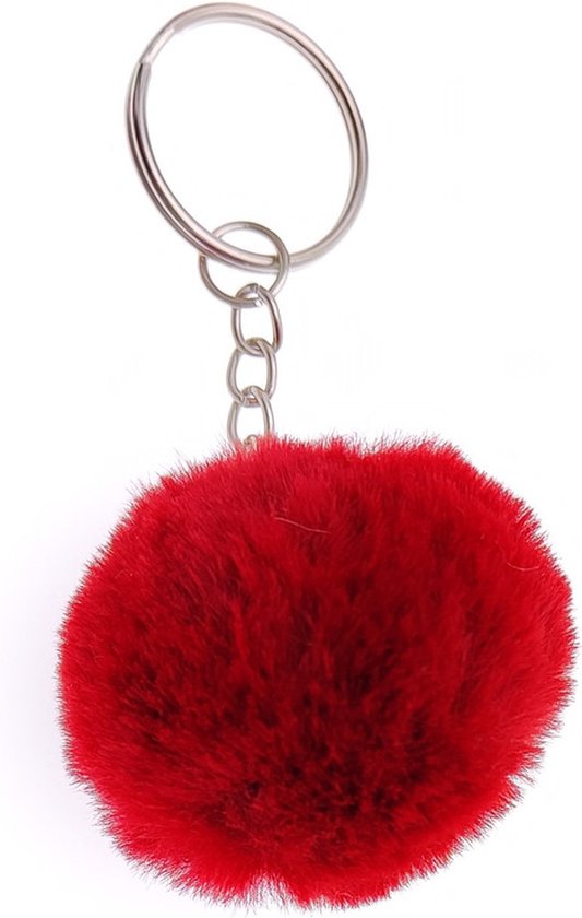 Sleutelhanger Fluffy / Pompom - Bordeaux