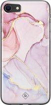 Casimoda® hoesje - Geschikt voor iPhone SE (2020) - Marmer roze paars - Siliconen/TPU telefoonhoesje - Backcover - Marmer - Paars