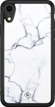 Casimoda® hoesje - Geschikt voor iPhone XR - Marmer Grijs - Luxe Hard Case Zwart - Backcover telefoonhoesje - Grijs
