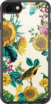 Casimoda® hoesje - Geschikt voor iPhone SE (2020) - Zonnebloemen / Bloemen - Luxe Hard Case Zwart - Backcover telefoonhoesje - Geel