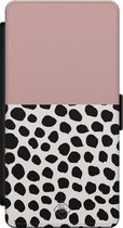 Casimoda® bookcase - Geschikt voor Samsung Galaxy S21 - Hoesje met pasjeshouder - Stippen roze - Roze - Kunstleer