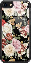 Casimoda® hoesje - Geschikt voor iPhone 8 - Bloemen flowerpower - Luxe Hard Case Zwart - Backcover telefoonhoesje - Multi