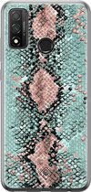 Casimoda® hoesje - Geschikt voor Huawei P Smart (2020) - Slangenprint pastel mint - Siliconen/TPU - Soft Case - Mint - Slangenprint