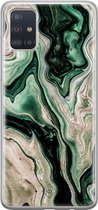 Casimoda® hoesje - Geschikt voor Samsung A71 - Groen marmer / Marble - Backcover - Siliconen/TPU - Groen