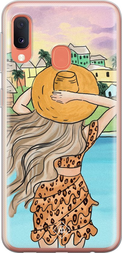 Casimoda® hoesje - Geschikt voor Samsung A20e - Sunset Girl - Backcover - Siliconen/TPU - Multi
