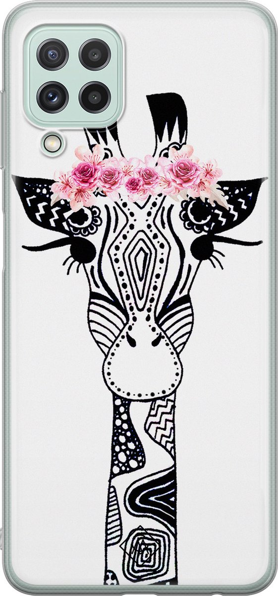 Casimoda® hoesje - Geschikt voor Samsung A22 4G - Giraffe - Backcover - Siliconen/TPU - Wit