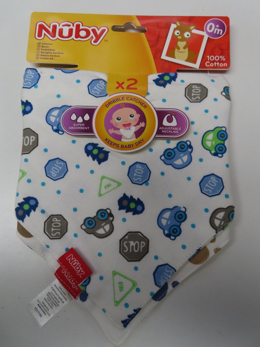 Goedkoopste Nuby - Slabbetjes - Kwijlslabber - Auto / poot afdruk blauw