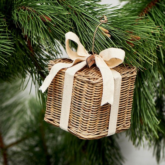 Detecteren Direct Grote hoeveelheid Riviera Maison Kerst Ornament - Rustic Rattan Christmas Present - Naturel -  Maat M | bol.com