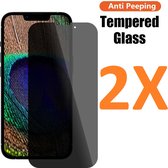 Screenprotector Glas - Privacy Tempered Glass Screen Protector Anti-Spy - 2x Geschikt voor: Apple iPhone 13 Pro Max